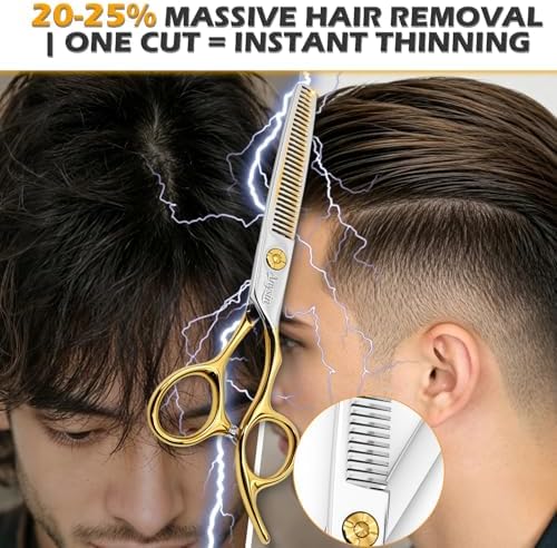 Professional Hair Thinning Scissors, Texturizing Shears with Razor Sharp Teeth Blades, Premium Stainless Steel for Salon Quality, Men Women Barber Hairdressing & Gift Box - Image 3