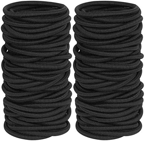 120 Pieces Black Hair Ties for Thick and Curly Hair Ponytail Holders Hair Elastic Band for Women or Men(4mm) by GOSICUKA