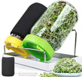 Seed Sprouting Kit - 2×32 Oz Wide-Mouth Mason Jars with Sprouter Lids, Stand, Sprout Tray & Light Shield, for Broccoli, Alfalfa, Mung Beans & Microgreens (Yellow + Green) by HOME