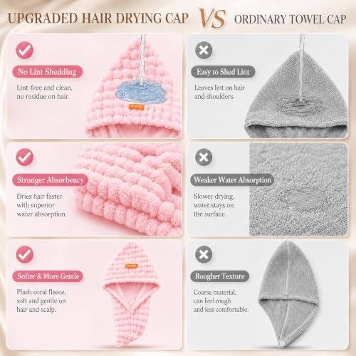 Microfiber Hair Drying Towel 2Pack, Large Size for Women, with Elastic Band - Image 3