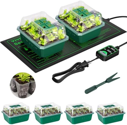 VIVOSUN 6-Pack Seed Starter Trays & 10"x20.75" Seedling Heat Mat by VIVOSUN