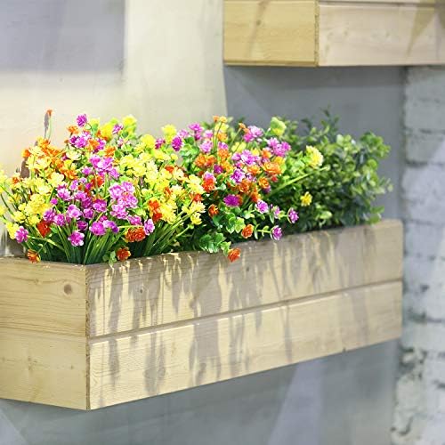 WILLBOND 12 Bundles UV Resistant Faux Flowers, Yellow, Orange, Fuchsia - Image 6