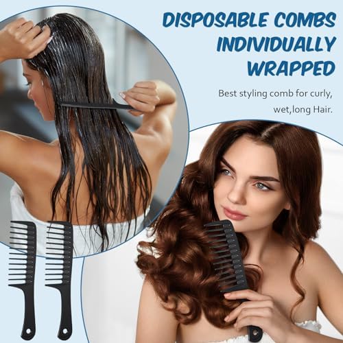 Baderke 50 Pcs Black Wide Tooth Comb for Women Men Individually Wrapped - Image 5