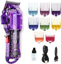 Professional Hair Clippers for Men, Cordless Barber kit for Hair Cutting & Grooming, Hair Clippers Set for Barber Haircut with LED Display 8 Fade Taper Combs(Purple) by Tuanchuanrp