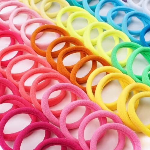 CÉLLOT 100PCS Elastic Hair Ties, 4cm Diameter Seamless Nylon Bands, Normal Ponytail Holders for Women & Children - Image 3