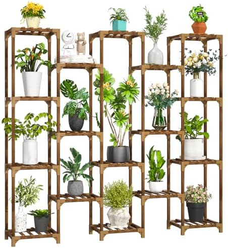 Plant Stand Indoor Outdoor, 17 Tiered Plant Shelf Wood Plant Rack by Uneedem