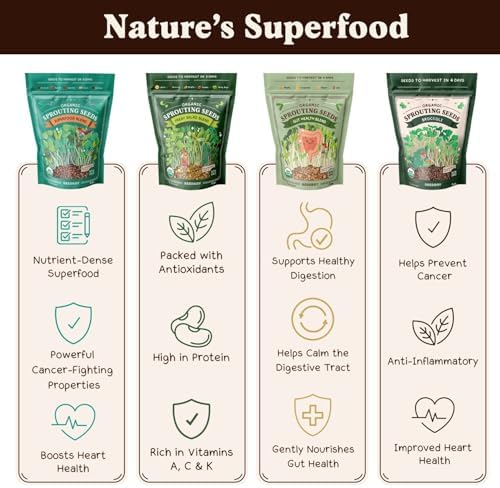 Seedboy Organic Non-GMO Sprouting Seeds 4-Variety (Essential Pack) - Image 3