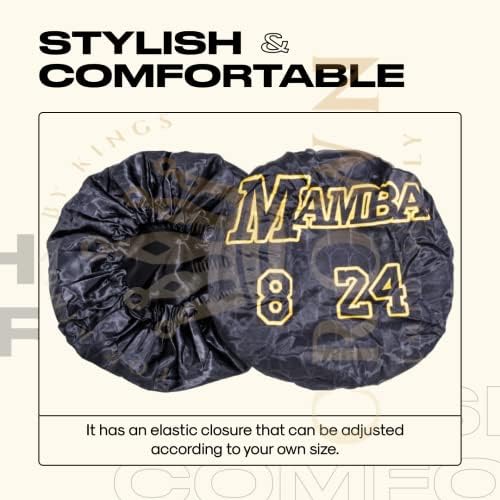 Silky Design Large Bonnet with Elastic Soft Band Adjustable Women and Men, Satin Fabric, Black 24A - Image 4
