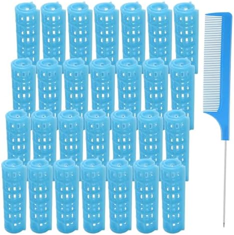 28PCS Heatless Snap-On Self-Grip Plastic Hair Curlers Set - DIY or Salon Hairstyling Tools (1.5cm/0.6in) by MOODKEYbrand