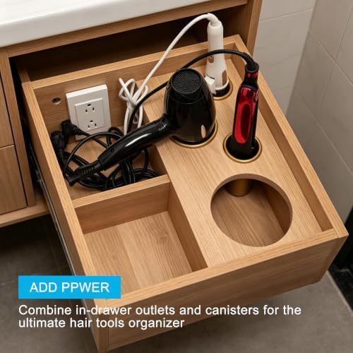 3-Inch 1Pcs and 2-Inch 1Pcs Hot Tool Holder Canister Package, Blow Dryer & Curling Iron Holder Tube, Closed Bottom Heat-Resistant Stainless Steel Hair Dryer Organizer for Salon & Home (Gold) - Image 6