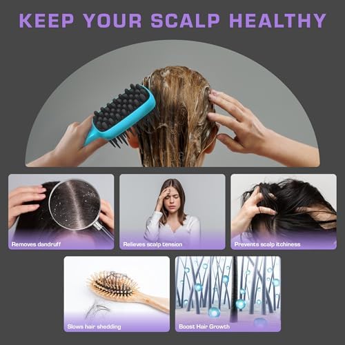 Red by Kiss Scalp Master 2-in-1 Silicone Scrubber & Shampoo Brush, Soft Long Bristles for Exfoliating Scalp, Boosting Circulation & Removing Build-Up (Purple) - Image 3