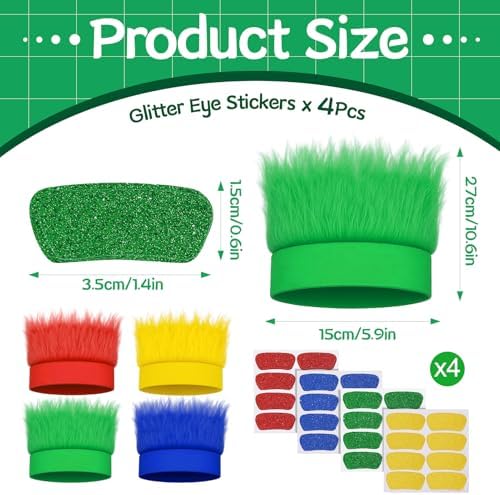 JATEBI 4 Pack Hairy Headband Crazy Hair Wigs with Stickers - Image 5