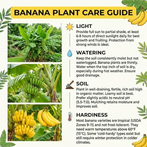 Dwarf Cavendish Banana Tree Plant, Indoor Outdoor Plant, 1 Gallon Pot - Image 2