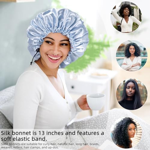 Edoneery Satin Bonnet for Sleeping Women, Double Layer Adjustable Sleep Cap - Image 4
