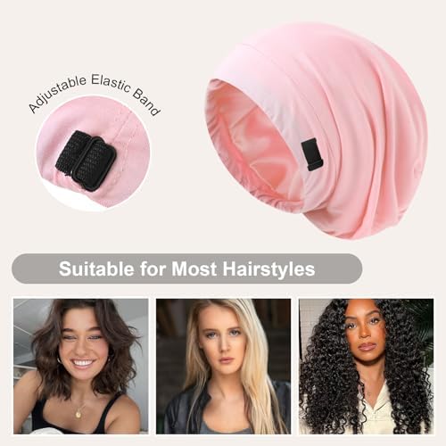 ZHENSILK Silk Bonnet for Sleeping Women, Adjustable Silky Satin Lined Sleep Cap, Silk Hair Wrap Slouch Beanie Hat - Image 5