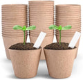 4 Inch Peat Pots, 50PCS Biodegradable Plant Starting Pots Round Nursery Pot, Garden Germination Nursery Pot Bonus 20 Plant Labels (4 Inch, 50P) by ARGCONNER