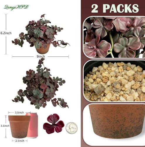 2 Pack Artificial Shamrock Potted Plants, Fake Clover Greenery with Pot - Image 2