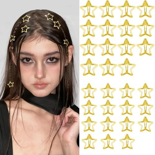 VIBILIA Star Hair Clips Y2K Metal Hair Accessories-30 PCS 1.18", 1.57"，Gold by VIBILIA