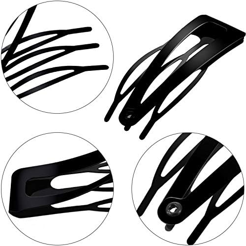 Chinco Black 24 Pcs Double Grip Hair Metal Snap Clips,2 Inch - Image 2