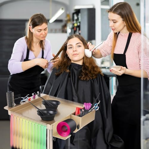 Retain Time Champagne Gold Hair Salon Cart with Wheels, Large Heavy Duty Multi-Function Salon Station Tray, Adjustable Corrosion Resistant Stylist Color Tray for Hair Styling - Image 6