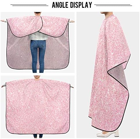 Blueangle Pink Glitter Texture Barber Cape Waterproof Salon Hairdresser Cape with Adjustable Snap Closure, Perfect for for Men Salon and Home Use - Image 5
