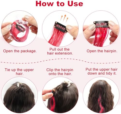 10 PCS Red Hair Extensions, Curly Wavy Clip-in Hair Accessories Gift - Image 3