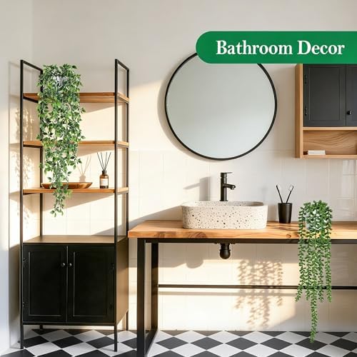Der Rose 8Pcs Fake Hanging Plants with White Pots for Fuller Shelf Decor - Image 6