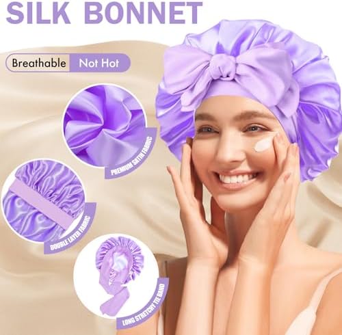 Silk Bonnet for Women,Adjustable Double Layer Sleep Cap - Image 6