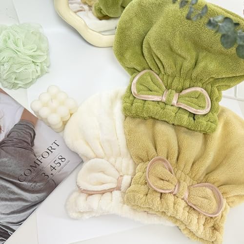 Jseng 3Packs Microfiber Hair Towel for Women - Quick-Drying, Super Absorbent Hair Wrap with Bow Design, Soft Hair Towel Turban for Curly Long Wet Hair - Image 7