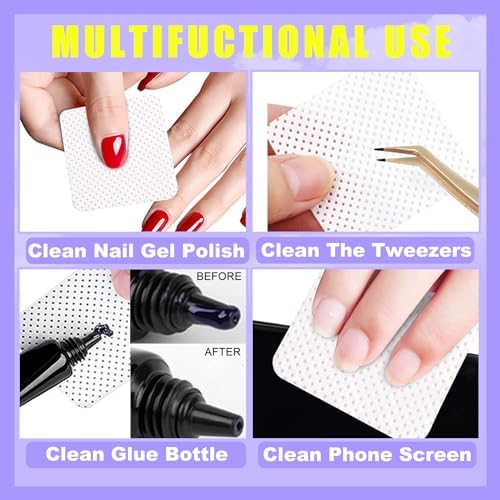 NXJ INFILILA Lint Free Nail Wipes, 540PCS Non-Woven Fabric Dry Nail Prep Wipes, Super Absorbent Nail Polish Remover Wipes Lash Extensions Glue Nail Cleaning Pads for Salon Supplies - Image 6