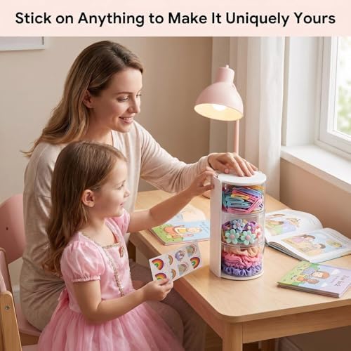 Hair Tie Organizer and Brush Holder with 50pcs Rainbow Stickers - Image 2