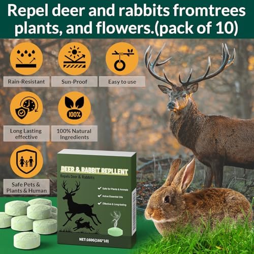 Deer Repellent 10 Balls, Rabbit Repellent Outdoor for Plants, Natural Deer Deterrent Keep Deer and Rabbit Out of Garden Yard, Powerful Deer Deterrent for Backyard Plant Tree Vegetable Flowers - Image 2
