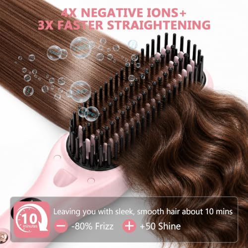 Hair Straightener Brush,Steam Ionic Straightening Brush for Women - Image 2