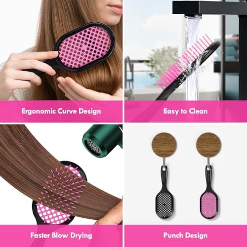 Vented Detangling Hair Brush - 2 Pack Detangler Hairbrush for Effortless Tangle Removal - Ultra-Soft Bristles -For Natural Curly Straight Wet Dry Damaged Hair for Women Men Kids - Image 6