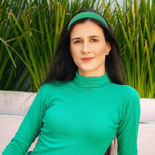 Green Headband Leather Headband for Women Plastic Hard Head Band Solid Colors 1 Inch Thin Hair Bands Holiday Cosplay Hair Accessories - Image 4