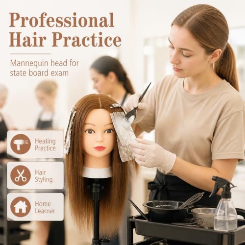 Mannequin Head 100% Real Human Hair 20-22" for Practice Cutting Bleaching - Image 2