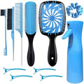 11-Piece Hair Brush Set with Detangling Brush and Hair Spray Bottle, Blue by Unknown
