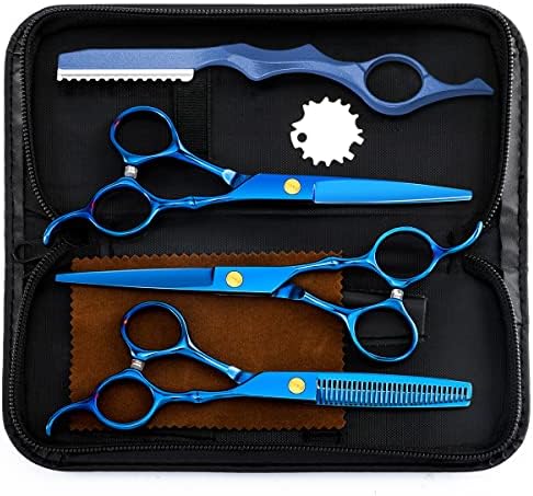 6.89 inch Hair Cutting Scissors Set With Thinning Knife - Blue by XUGOU