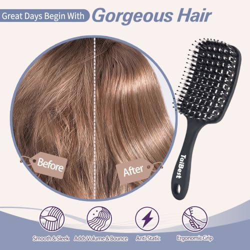Boar Bristle Hair Brush Set – Wet/Dry Detangler for All Hair Types - Image 4