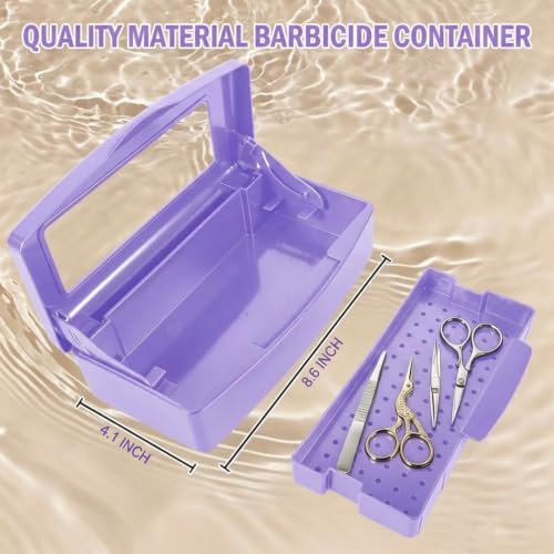 YoleShy Nail Tool Cleaning Box Purple Plastic Clean Container for Tweezers - Image 3