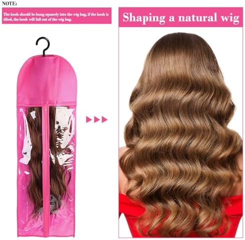 4-in-1 Wig Storage Solution - Extra Long Wig Hanger & Bags (31.5 Inch, Rose Red) - Image 5