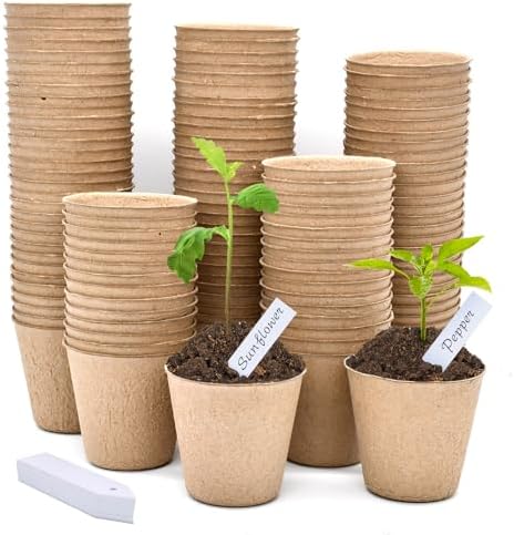 INCIKITI Biodegradable Peat Pots for Seedling - 120 Pack 3.15 inch Biodegradable Plant Seed Starters Kits with 30 Plant Labels, Garden Germination Nursery Pots for Flower Vegetable Seed Germination by INCIKITI
