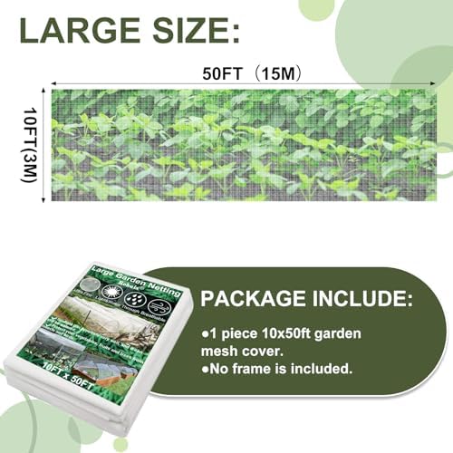 Garden Netting Pest Barrier, 10x50 FT Ultra Fine Mesh Insect Netting - Image 4