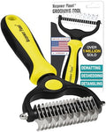Maxpower Planet Pet Grooming Brush - Double Sided Shedding, Dematting Undercoat Rake for Dogs and Cats - Extra Wide Dog Grooming Brush - Yellow by MaxpowerPlanet