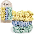 Kitsch Rosette Ruched Satin Scrunchies for Women - Multi-color, 5pcs by Kitsch