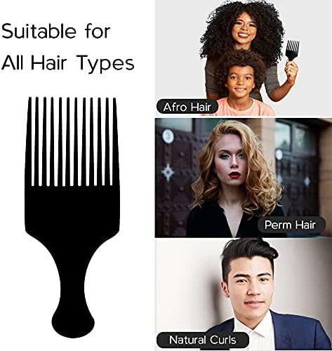 Boorika Afro Hair Pick Comb for Women & Men, 7.5 In Smooth Sturdy Wide Tooth for Detangling & Styling - Pack of 2 - Image 2