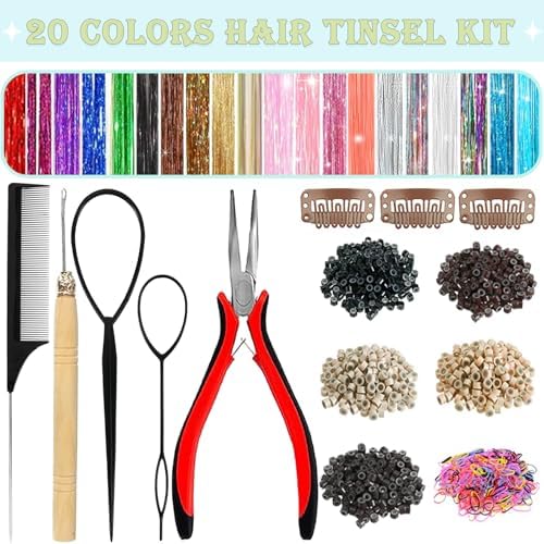 Hair Tinsel Kit for Girls 20 Colors Fairy Glitter Tinsel Hair Extensions - Image 2