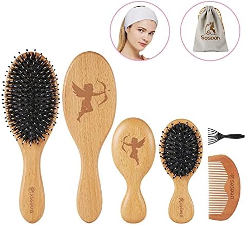 Hair Brush Set, Boar Bristle Hairbrushes for Women Men Kids All Hair Types for Detangling & Smoothing - Image 6