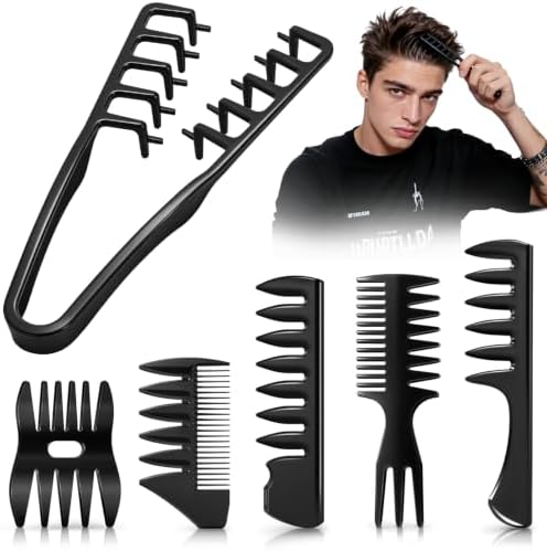 6PC Texture Comb Wide Tooth Styling Combs for Women Men by Alonekiss