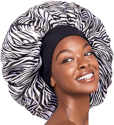 Red by Kiss Reversible Silky Satin Hair Cap Hair Bonnet with Wide Edge Double Wear Cap, Super Jumbo (Zebra) by REDbyKISS